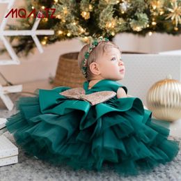 15728 Infant Baby Girls Party Dress Kids Sequins Bowknot Ball Gown Tutu Princess Dresses Children Lace Bubble Skirt