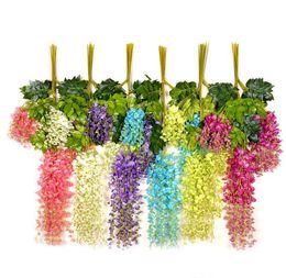 2021 hot Artificial ivy flowers Silk Flower Wisteria flower Rattan for Wedding Centrepieces Decorations Bouquet Garland Home Wall Ornaments
