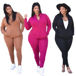 3XL 4XL 5XL Women Plus size tracksuits fall winter Clothing Jogger Suits black outfits Long Sleeve Sweatsuits Casual Jacket+pants Two Piece Set oversize clothes 6106