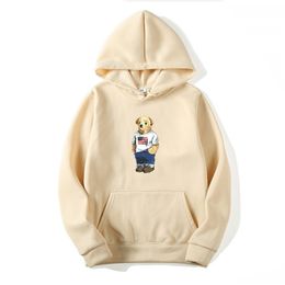 Hoodie Solid Colour Printing Cute Bear Casual Loose Exercise Daily Trend Fashion Lovers Sweatshirt Top 210813