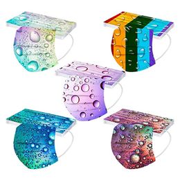New Adult disposable water drop printing mask three-layer rustproof and windproof cotton cloth masks
