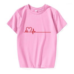 Men's T-Shirts 2021 Heartbeat Print Men Clothing O-Neck Cotton T-shirt Adult's Leisure Shirts Harajuku Women Plus Size Tops