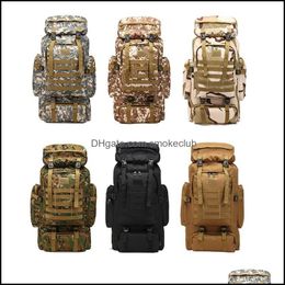 & Outdoors Outdoor Bags 80L Waterproof Camo Tactical Backpack Military Army Hiking Cam Travel Rucksack Sports Climbing Bag Drop Delivery 202