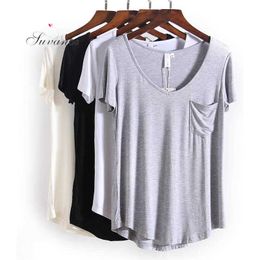 4 Colors Fashion All Match V Neck Short Sleeve T Shirts Summer New Arrivals S-4xl Plus Size Bottoming Loose European Style Tops Y0629