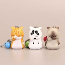 Cute Shy Cat Keychains Chubby Kitten Keyring Trinket Bag Ornament Cartoon Car Keys chains Fashion Women Jewellery Accessories G1019