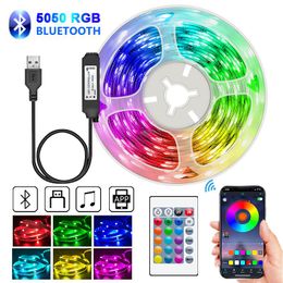 Strips Led Strip Usb 5V Tv Backlight Bluetooth Ribbon Lamp Rgb Diode Tape Light Phone App Control Leds Decoration For RoomLED StripsLED