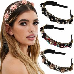 Luxurious Rhinestone Hair Bands For Women Wedding Flower Bezel Hair Hoop Girls Fashion Headbands Hair Accessories