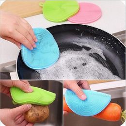 2021 Multifunction Silicone Dish Bowl Cleaning Brush Silicone Scouring Pad silicone dish sponge Kitchen Pot Cleaner Washing Tool