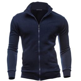 Men Coat Brand Clothing Fashion Zip Stand Collar Man Casual Slim Hoody Sweatshirt Cardigan Zipper Hood 211126