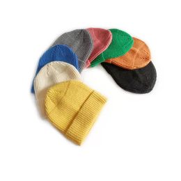 New Autumn Winter Kids Knitted Hat Candy Colour Skull Cap Boys Girls Warm Beanie Children Hats 8 Colours