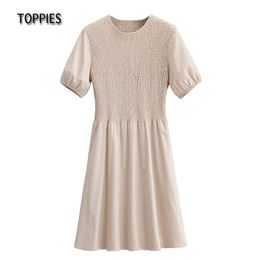 Toppies Summer Short Sleeve T-shirts Dresses Women Sexy Slim A-line Mini Dress O-neck Blouses 210412