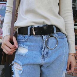 Belts Gold Round Buckle Female Leisure Jeans Wild Belt Without Pin Petal Puckle Brown Leather Black Strap Women