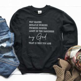 Way Maker Miracle Worker God Sweatshirt Women Letter Print Christian Hoodies Bible Verse Pullovers Jesus Clothes Drop T200411