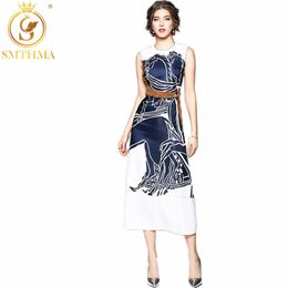 HIGH STREET Fashion Designer Runway Summer Dress Women's Sleeveless Printing Long 210520