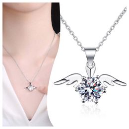 Pendant Necklaces 2021 Ladies S Fashion Accessories Sliver Angel Wing Necklace Luxurious Crystal For Women Girl