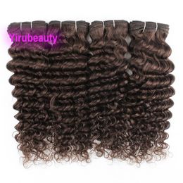 3 bundles Brazilian Virgin 100% human Hair 2# Colour Deep Wave Three PCS Indian Peruvian Malaysian Products Double Wefts 10-24inch