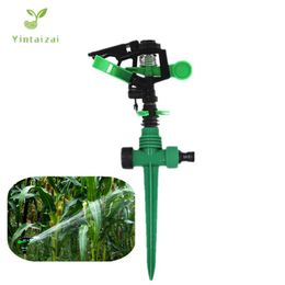Watering Equipments 1/2"Rotary Impact Sprinkler With 19.5cm Plastic Stake Adjustable Angle For Garden Yard Irrigaiton Fittings