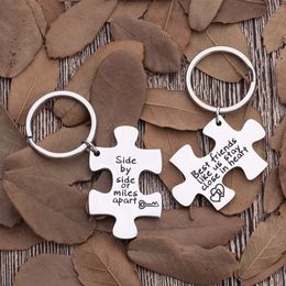 10Pieces/Lot Best Friend Key Chain Gifts for Men Women Girls Side By Side or Miles Apart Keyring Birthday Gifts for Sister Teen Boys Girls