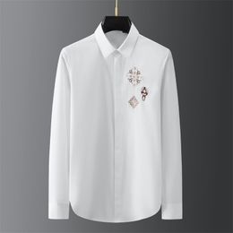 High Quality Embroidery Men's Shirt Spring Long Sleeve Business Casual Shirt Social Party Slim Fit Streetwear Brand Clothes 210527