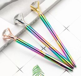 Big Diamond Crystal Ballpoint Pens Rainbow Metal Gradient Pen School Office Writing Supplies Business Pen Stationery Student Gift