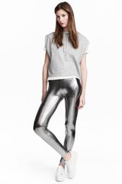 Women's Leggings Women Silver Shiny Metallic Tights 64601691