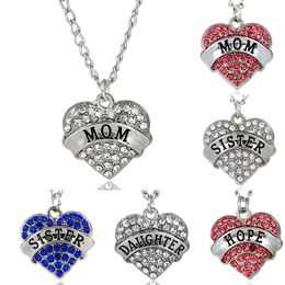 Diamond Peach Heart Pendant-Necklace Party Favour Mother Day New Year Gift Necklace Crystal Heart-shape Pendant Rhinestone Jewellery T9I001659