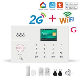 Wifi GSM Alarm System for Home Wireless Password Keyboard Security Burglar Kit 2G 4G Smart Life Tuya app Control work with Alexa