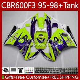 Body Kit For HONDA Bodywork CBR600F3 600CC 600FS 64No.185 CBR 600 600F3 95-98 CBR600 F3 FS CC 97 98 95 96 CBR600FS CBR600-F3 1997 1998 1995 1996 Blue black Fairing +Tank