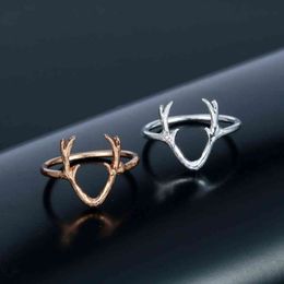 LUTAKU Deer Antler Reindeer Horn Animal Ring For Women Steampunk Accessories Jewellery Cheap Items Big Discount G1125