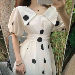 vestidos mujer verano Vintage Dot Print Bandage Dress Casual Summer Midi Party Women Elegand robe femme sukienka 210514