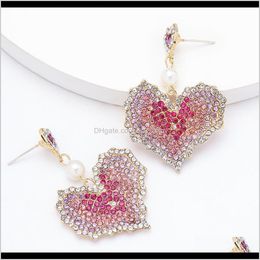 S1122 Fashion Jewellery Multilayer Gradient Heartshaped Diamond Rhinstone Heart Stud 5Ngbu Chandelier Pqcmm