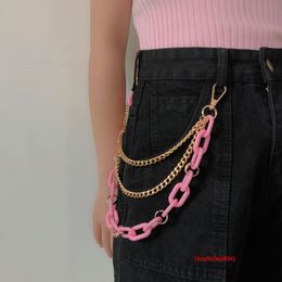 Belts Summer Ladies Fashion Korean Green Fluorescent Pants Chain Ins Tide Brand Hip-hop Waist Hanging Punk Jeans Cha