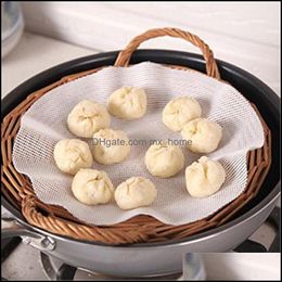 Bakeware Kitchen, Dining Bar Home Gardensolid Color Round Sile Eco-Friendly Steamer Pad Steamed Stuffed Bun Bread Household Dumplings Mat Ro