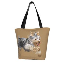 Duffel Bags Yorkshire Terrier Dog Polyester Outdoor Girl Handbag, Woman Shopping Bag, Shoulder Canvas Gift Bag