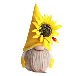 Garden Home Party Supplies Thanksgiving Harvest Bee Day Festival Decoration Plush Gnome Doll with Sunflower Ladybug Home Ornaments