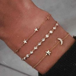Ywzixln 2021 Boho Engraved Multi-layer Cute Crystal Moon Star Bracelet Accessories Best Gift for Women Wholesale B016 Q0719