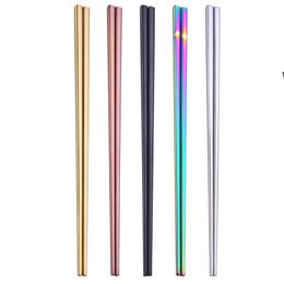 9 inch Reusable Multicolor Stainless Steel Chopsticks Lightweight Anti Scalding High Grade Glossy Titanium Plated Rainbow seasway RRA11595