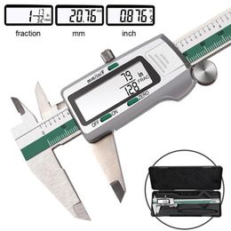 Stainless Steel Digital Display Caliper 150mm Fraction/MM/Inch High Precision LCD Vernier measuring Tool 210810