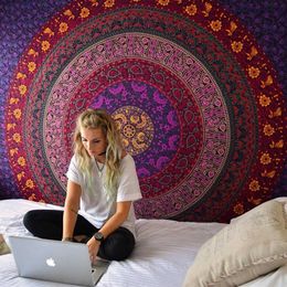 Indian Mandala Tapestry Wall Hanging Sandy Beach Throw Rug Blanket Camping Tent Travel Mattress Bohemian Sleeping Pad Tapestry 210609