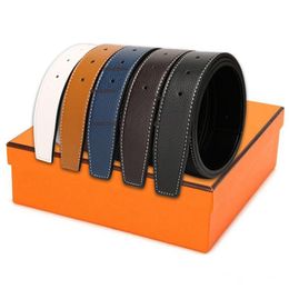 New Fashion Men Business Luxury Belts Ceinture Smooth Gold Silver Buckle Genuine Leather Belt For Women Waist Accessories With Orange Box