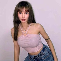 Small Vest Tops for Women Nightclub Holiday Sling Cropped Top Women's Underwear Base Shirt T-shirt Navel Streetwear 210514