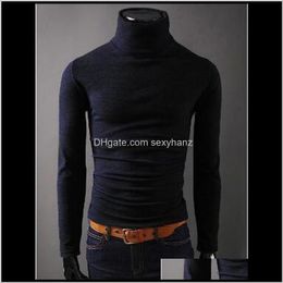 Apparel Drop Delivery 2021 Autumn Mens Sweaters Casual Male Turtleneck Mans Black Solid Knitwear Slim Fit Brand Clothing Sweater1 Wsirq