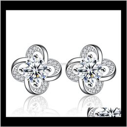 purple wedding earrings Australia - Jewelry Drop Delivery 2021 925 Sier Stud Cz Zircon White Purple Diamond Women Crystal Earrings For Party Wedding Gift 7Dv1F