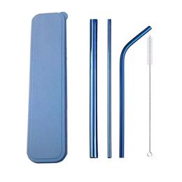 Top Fashion Colourful Reusable Straws Set High Quality 304 Stainless Steel l Material with Cleaning Brush Creative Gifts kitchen Accessories Best quality