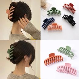 Simple Solid Color Clip Women Matte Black Plastic Hair Claw Girls Large Hair Clamps Claw Clip Crab For Hair Accessories