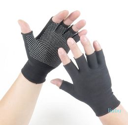 Anti skid Half Finger work gloves for men and women in summer Nylon high elastic dew five fingers cycling thin style sweat absorption