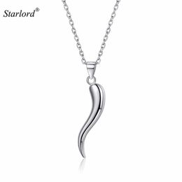 Pendant Necklaces Italian Horn Necklace 925 Sterling Silver 18" Cable Chain Cornicello/Cornetto Amulet Jewelry P13274B