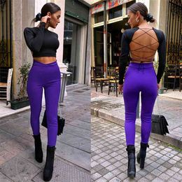 Women T-Shirt Sexy Ladies Top Long Sleeve Backless Party Clubwear Casual Bandage Hollow Out Slim Short Female Clothing 210522