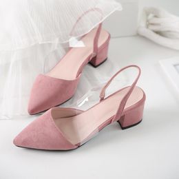 Women Sandals 2021 Slingback Summer For Female Flock Casual Footwear Pointed Toe Elegant Low Heels Party Wedding Shoe 43