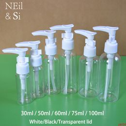 30ml 50ml 60ml 100ml Refillable Plastic Press Pump Bottle Transparent Cosmetic Lotion Cream Packing Bottles Free Shippinggood qtys